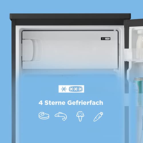 Comfee RCD141DK2 Kühlschrank mit Gefrierfach/98L Tischkühlschrank/Obst- und Gemüsefach/Temperaturregelung/LED Beleuchtung/39 dB/139 kWh/Jahr/Schwarz