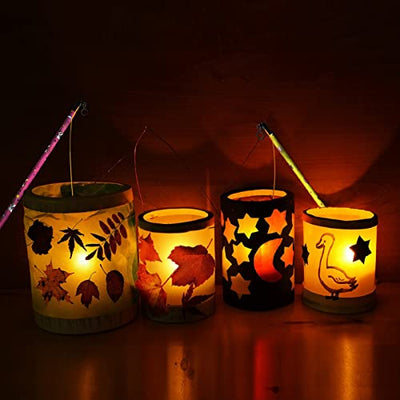 4er LED Laternenstab Elektrisch 50cm für St Martin,Sankt Martin Laterne Kinder Elektrischer Stab für Laternenumzüge,Martinsumzüge,Halloween-Stil 1