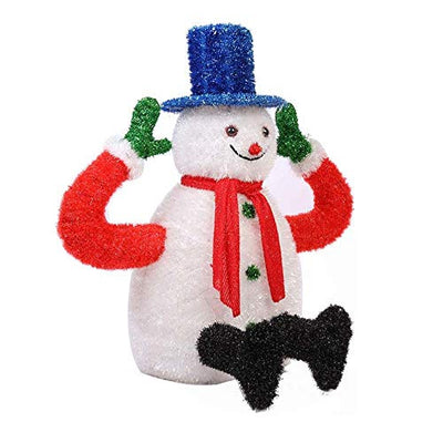 WANGIRL Lit Roter Schal Blauer Hut Sitzung LED Beleuchtet Schneemann Weihnachten Deko Figur Warm Bunte Lichter Eisen Rahmen Woollen Innen Außen,100cm Draussen