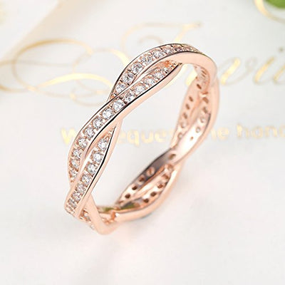 Presentski Zirkonia 925 Sterling Silber Rose Gold Hochzeit Ring für Ewigkeit Frauen Damen Mädchen