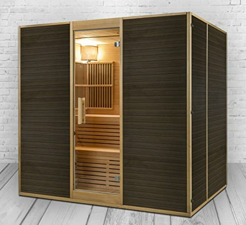 XXXL Luxus Infrarotsauna + Infrarotkabine Kombi SET Sauna inkl. Saunaofen 6 Personen Modell 2022