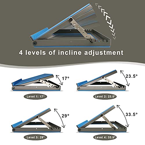 Fstcrt Professionelles Stahl-Schrägbrett, Wadendehner, Plantarfasziitis, Stretch- und Schrägtrainer, verstellbares Knöchelbrett mit 2 Widerstandsseilen, rutschfeste Oberfläche (227 kg Kapazität)