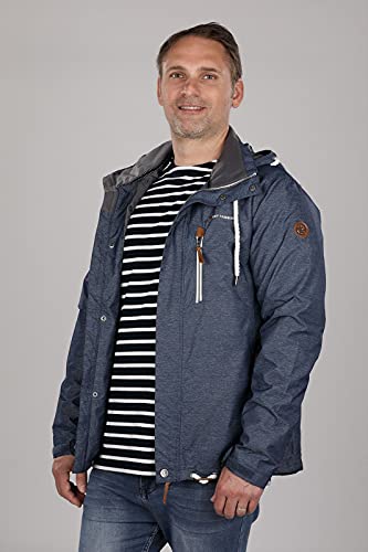 DryFashion Herren Funktionsjacke Husum - Outdoor Jacke Herren Reißverschluss Jacke Atmungsaktiv Winddicht Wasserdicht in Navy Melange Größe 4XL