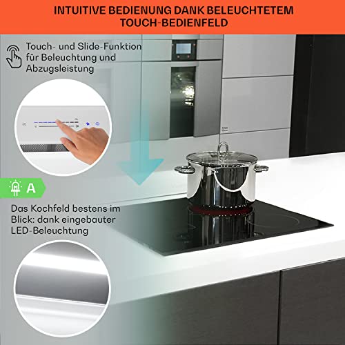 Klarstein Downdraft-Dunstabzugshaube, Versenkbare Abzugshaube, Extrem Leise Dunstabzugshauben mit Filter, Dunstabzugshaube 60cm, Umluft/Abluft Dunsthaube mit 10 Stufen, Dunstabzug 576 m³/h Luftstrom