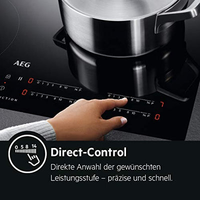 AEG IKB8443AXB Autarkes Kochfeld/Herdplatte mit Touchscreen, Topferkennung & Hob²Hood-Funktion /4 Kochzonen 80 cm & BPS33102ZM Einbau-Backofen mit Pyrolytische Selbstreinigung