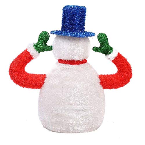 WANGIRL Lit Roter Schal Blauer Hut Sitzung LED Beleuchtet Schneemann Weihnachten Deko Figur Warm Bunte Lichter Eisen Rahmen Woollen Innen Außen,100cm Draussen