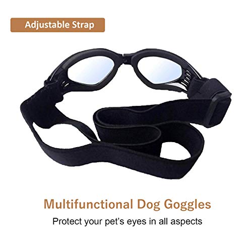 WELLXUNK Hunde Sonnenbrille Verstellbarer Riemen für UV-Sonnenbrillen Wasserdichter Schutz für kleine und mittlere Hunde