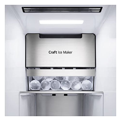 LG Electronics GSXV90MCDE Side-by-Side mit InstaView Door-in-Door | Craft Ice | Eis-, Crushed Ice- und Wasserspender | 635 Liter Kapazität | Festwasseranschluss | Schwarz