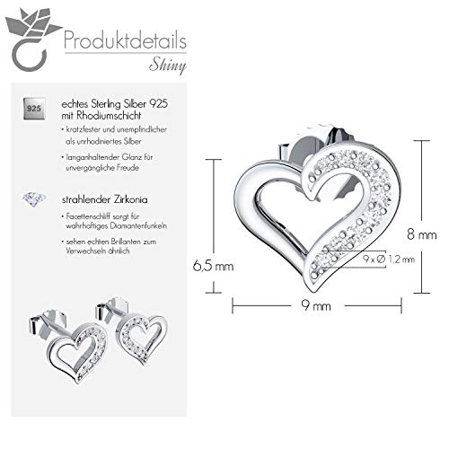 Herz Ohrringe Silber 925 Ohr-Stecker Damen Geschenke für Sie Freundin Liebe Schmuck Herz-Ohrringe Geschenk Frauen Echt Zirkonia nickelfrei Modeschmuck kein Edelstahl! FF19-3