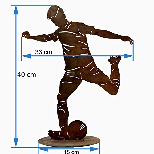 Rostikal Fußball Deko Geburtstag Geschenk 40 cm - Gartendeko Figuren Rost Edelrost