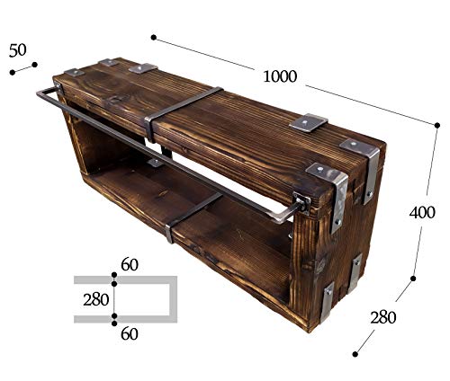 CHYRKA® Badmöbel Waschtisch BORYSLAW-Bad Waschbecken Hängeschrank Waschtischunterschrank Waschbecken-Unterschrank Metall Holz Loft Handmade (Natur, 100 x 28 cm H=40 cm)