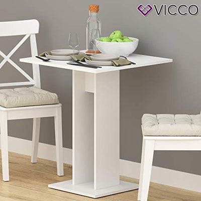 VICCO Esstisch EWERT Küchentisch Esszimmer Tisch Säulentisch weiß 65x65 cm (Weiß)