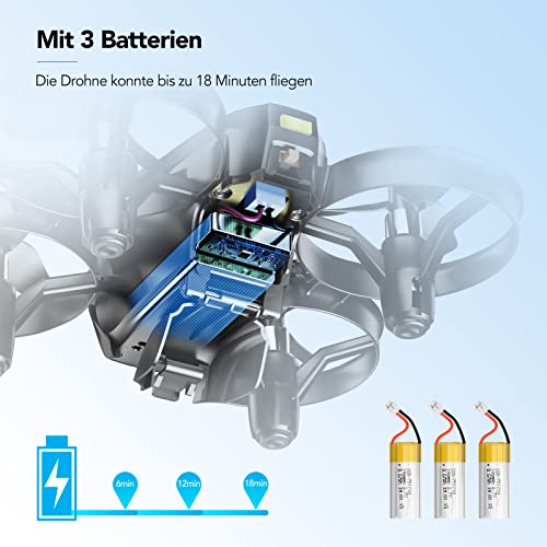 Potensic Mini Drohne für Kinder mit Kamera 3 Akkus RC Quadrocopter Drohne FPV Live Übertragung Ferngesteuerte Drohne Spielzeug Drohne für Einsteiger Auswechselbarer Akku Höhe Halten Schwerkraft