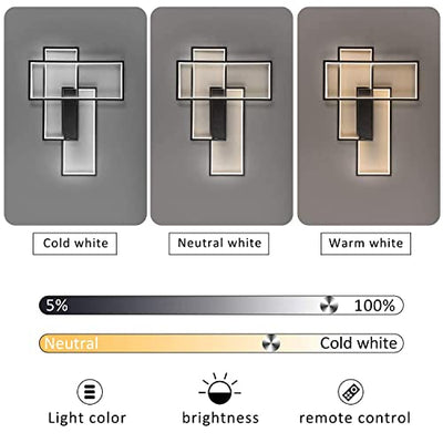 GBLY LED Deckenleuchte Dimmbar Modern Deckenlampe Schwarz Wohnzimmerlampe 65W Geometrisch Wandlampe Multifunktional Deckenbeleuchtung für Wohnzimmer, Schlafzimmer, Büro, Flur und Balkon