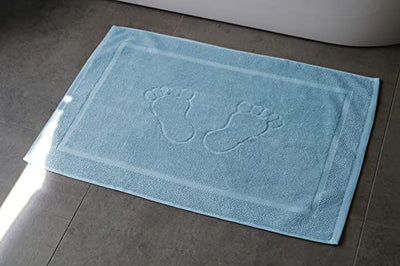 Bananalu Badvorleger Badematte Qualität 100% Baumwolle, Hellblau, Placid Blue 15-3920, 50x70cm, 700g/m2, 2 Stück