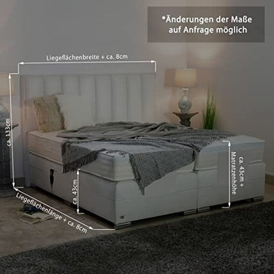 PAARA Boxspringbett Mailand GM | 10.000 Newton Motorleistung | Antirutsch-Matten | Royal-WS® Taschenfederkern Matratze mit GELAX® Topper Kern | Made in Germany (240 x 210 cm)