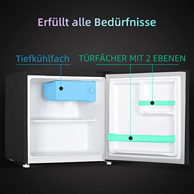 CHiQ Mini Bar Kühlschrank 46 L,Mini Kühlschrank mit Tiefkühlfach,49,6 x 47,4 x 44,7 cm (HxBxT),F Energieverbrauch 100 kWh/Jahr,Sehr Leise 35db,12 Jahre Garantie auf den Kompressor