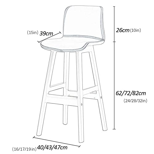 Barhocker mit Lehne Leder und Robustem, Sitzhöhe 62cm/ 72cm/ 82cm, PU, Barstuhl Hocker Tresenhocker 62 cm, 72 cm, 82 cm