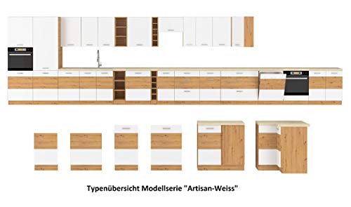 Küche Eiche Artisan Ecke Weiß Küchenzeile Hochglanz Küchenblock Einbauküche