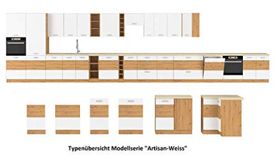 Küche Eiche Artisan Ecke Weiß Küchenzeile Hochglanz Küchenblock Einbauküche