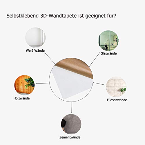 Trintion 10 Stück 3D Wandpaneele 70x77cm Selbstklebend Ziegel Tapete Steinoptik Wandaufkleber Wasserdicht Wandtapete für Küche Schlafzimmer Badezimmer Wohnzimmer(Weiß)