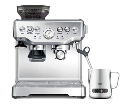 Sage Appliances Barista Express Espressomaschine und Kaffeemaschine mit Milchaufschäumer, Siebträgermaschine, SES875, Gebürsteter Edelstahl