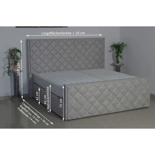 PAARA Luxus Boxspringbett Cabo | Fußblende | Antirutsch-Matten | Royal-WS® 500 Taschenfederkern Matratze mit integriertem Original GELAX® Topper Kern | Made in Germany (180 x 220 cm)