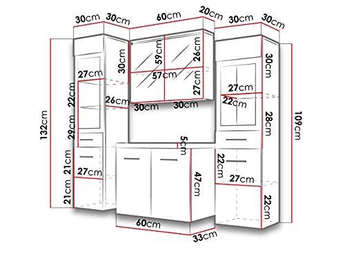 Badmöbel Set Udine II mit Waschbecken und Siphon, Modernes Badezimmer, Komplett, Spiegelschrank, Waschtisch, Hochschrank, Möbel (mit weißer LED Beleuchtung, Weiß/Grau Hochglanz)