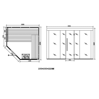 EO-SPA Sauna E1201A Pappelholz 236x236 9kW Vitra