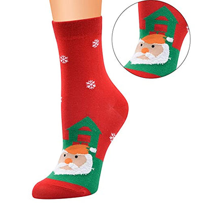 Vertvie 12 Paar Unisex Weihnachtssocken Christmas Socks Weihnachtsmotiv Weihnachten Festlicher Baumwolle Socken Mix Design für Damen und Herren (Einheitsgröße,12er Pack01)