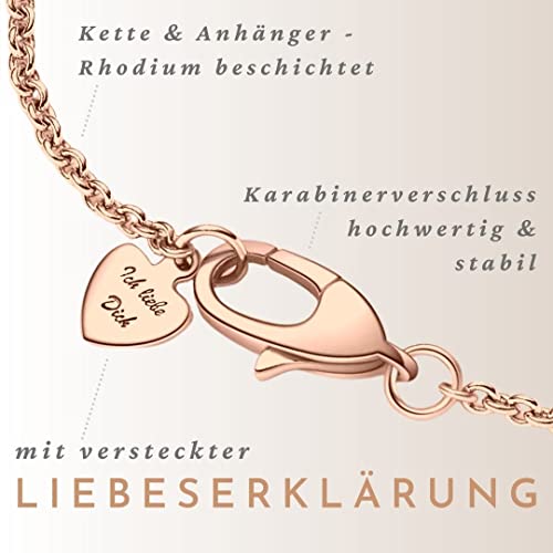 Halskette Damen Rosegold Herzkette Rose Gold Kette vergoldet Engelsflügel Damenkette Ich Liebe Dich Herz-Anhänger Rosegoldschmuck Schmuck Geburtstag Valentinstag Jahrestag Geschenke Frauen Freundin