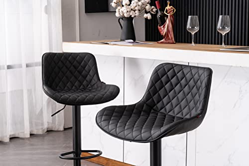 YOUTASTE Barhocker, 2er Set Tresenhocker PU-Leder Höhenverstellbar Bar Stühle Drehbar Drehstühle Mit Armlehnen,Kücheninseln Bar Stool Für Garten 180kg Kapazität-Diamant Schwarz…