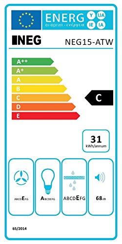 NEG Dunstabzugshaube NEG15-ATW (weiß) Edelstahl-Unterbau-Haube (Abluft/Umluft) und LED-Beleuchtung (60cm) Unterschrank- oder Wandanschluss