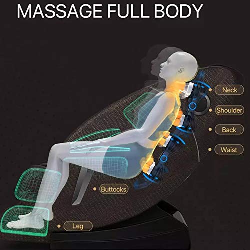 Lzour Ganzkörper-Recliner Shiatsu-Relax-Massagestuhl, Null-Gravity-Massage-Stuhl-Liegewinne eingebauter Bluetooth-Nacken-Schulter-Back-Taille Fußwalze-Niederrückenheizung,Gelb