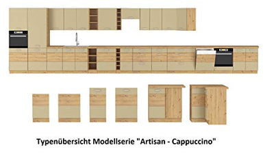 Küche Artisan Cappuccino 230 + 120 Küchenzeile Hochglanz Küchenblock Einbauküche