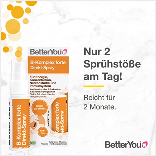 BetterYou Vitamin B-Komplex forte Direkt-Spray - Zum Sprühen auf die Mundschleimhaut - hohe Bioverfügbarkeit - Kombination aller 8 B-Vitamine - praktisch, schnell & effektiv -25 ml