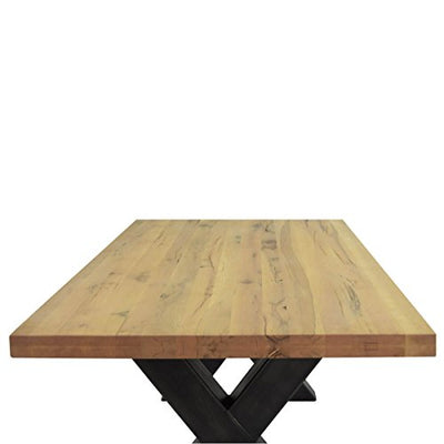 MÖBEL IDEAL Esstisch Esszimmertisch Tisch Xano 200x100 cm, Industrial-Design, Massivholz Holz Eiche massiv, Gestell Metall