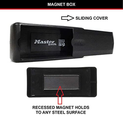 MASTER LOCK Magnetischer Schlüsselkasten [Autoschlüssel safe] 207EURD – Ideal, um Autoschlüssel zu verstecken, Schwarz, 11,9 cm x 5,1 cm x 2,9 cm