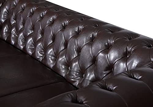 Küchen-Preisbombe Edles Chesterfield Sofa 3 Sitzer in Kunstleder Vintage braun Couch Polstersofa