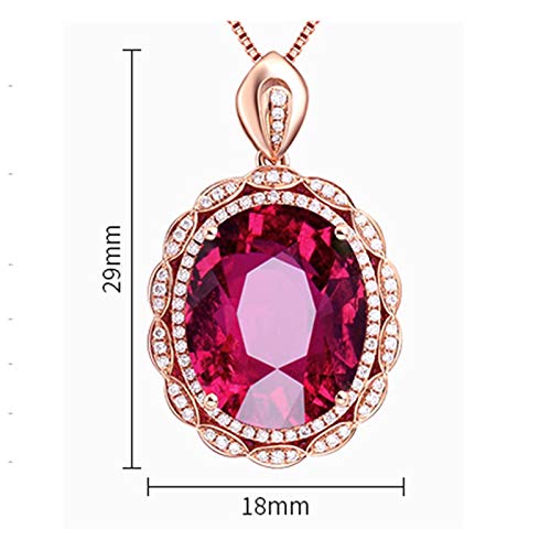 ANAZOZ 18K Rosegold Halskette Damen 750, Ovale Spitze 12.92ct Turmalin Rot Halsketten mit Anhänger mit Diamant Schmuck für Frauen Echtschmuck mit Zertifikat