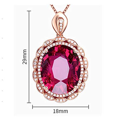 ANAZOZ 18K Rosegold Halskette Damen 750, Ovale Spitze 12.92ct Turmalin Rot Halsketten mit Anhänger mit Diamant Schmuck für Frauen Echtschmuck mit Zertifikat