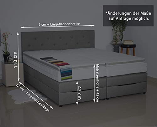 PAARA Boxspringbett mit Bettkasten Anti-Rutschmatten Taschenfederkern Matratze Kaltschaum Topper Komplettset 180 x 200 cm - Jedes Bett EIN Unikat - Made in Germany