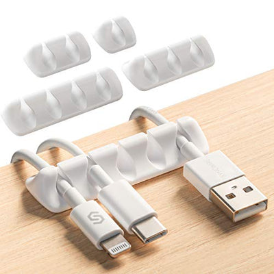 Syncwire Kabelclips Kabelhalter [5 Stück] Vielzwecke Kabelführung Kabel Organizer Set für Schreibtisch, Netzkabel, USB Ladekabel, Audiokabel, Ladekabeln usw. - Weiß