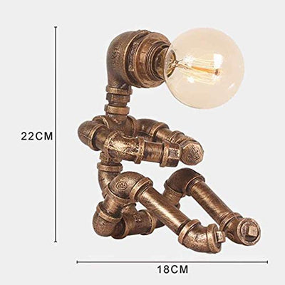 SXGDX Retro-Stil Kreative Persönlichkeit Eisen Roboter Wasser Rohre Industrie Tischlampe Steampunk E27 Nachttischlampen Study Cafe Bar