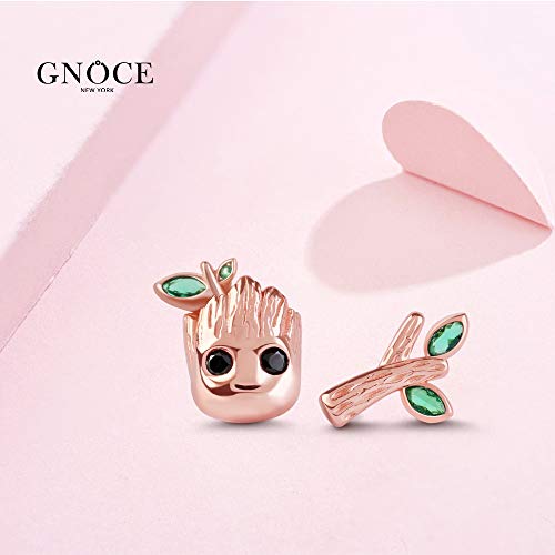 Gnoce Baum Mann Bolzenohrring 925 Sterling Silber"Ich bin Groot" Rose Gold Ohrringe Schmuck Geschenk für Damen Ehefrau Geburtstag