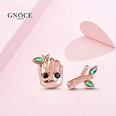 Gnoce Baum Mann Bolzenohrring 925 Sterling Silber"Ich bin Groot" Rose Gold Ohrringe Schmuck Geschenk für Damen Ehefrau Geburtstag