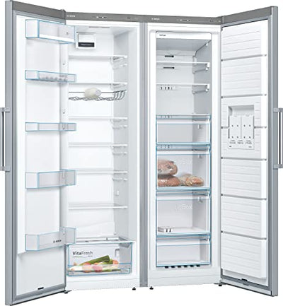 Bosch KAN95VLEP Europäischer Side-by-Side Kühlschrank, 186 x 120 cm, 346L Kühlen + 242L Gefrieren, VitaFresh längere Frische, NoFrost nie wieder abtauen, LED-Beleuchtung gleichmäßige Ausleuchtung