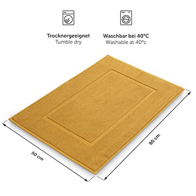 Blumtal 2er Set Premium Frottier Badematte - Badeteppich Oeko-TEX® Zertifiziert, waschbarer Badvorleger 50x80cm, saugstark & weich, Spicy Mustard - gelb