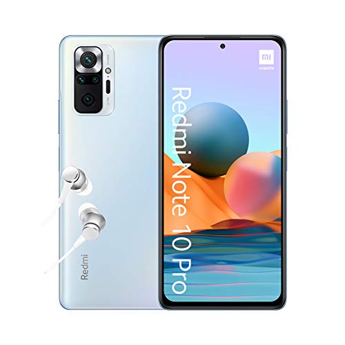 Xiaomi Redmi Note 10 Pro(6,67"), leistungsstarkes Android Smartphone ohne Vertrag+Kopfhörer, 120Hz AMOLED Display, 6GB RAM+128GB Speicher,Dual-SIM, 108MP Quad-Kamera, Blau