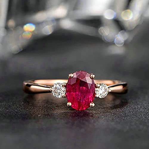 18 Karat (750) Rotgold Ringe, Trauringe Eingelegter 1,11 ct Rubin Und 0,15 ct Diamant Oval Rot Rubin Diamant Ring Größe 45 (14.3)